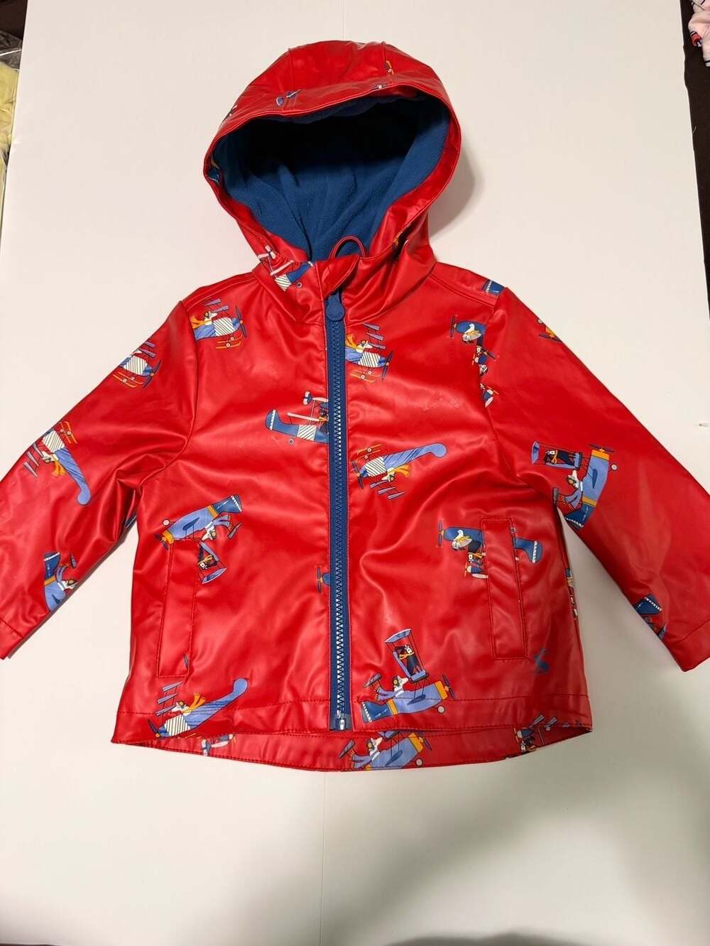 Joules Right As Rain Toddler Boys' Airplane Print Fleece-Lined Raincoat